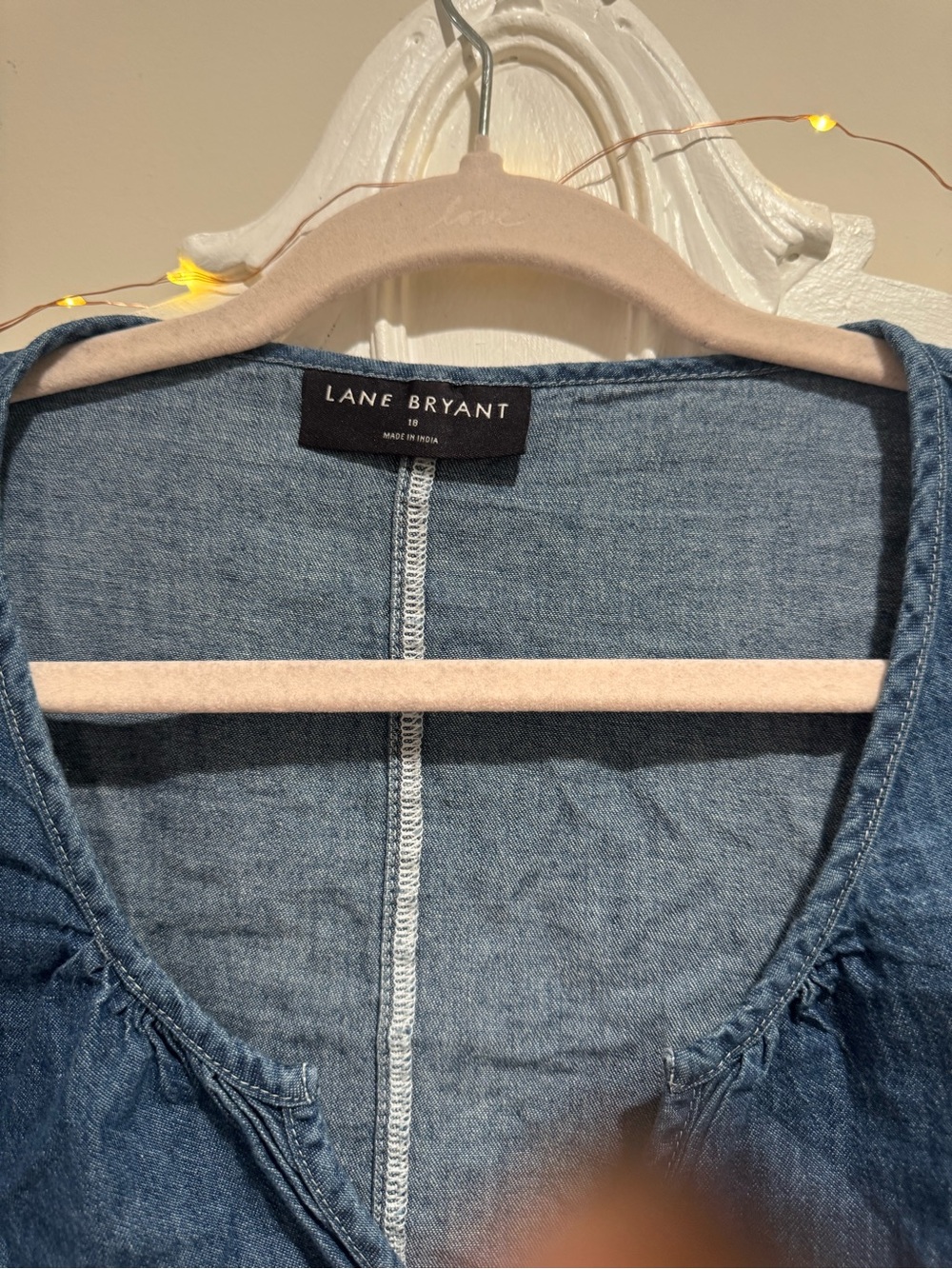 Lane Bryant Blue Denim V-Neck Blouse - Picture 2 of 3